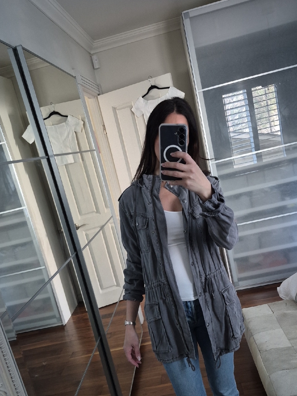 Aritzia Gray Utility Drawstring Jacket
